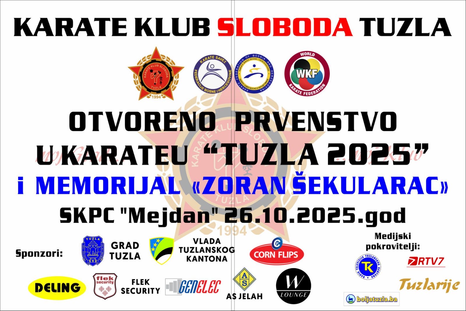 Najava turnira “OTVORENO PRVENSTVO U KARATEU TUZLA 2025” i Memorijal “ZORAN ŠEKULARAC”